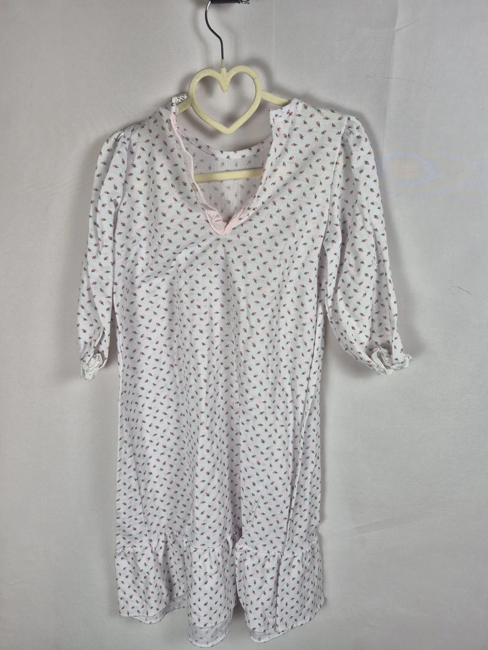 Laura Dare Rosebud Girls White and Pink Floral Nightgown with Lace Trim Size 4T